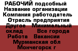 РАБОЧИЙ подсобный › Название организации ­ Компания-работодатель › Отрасль предприятия ­ Другое › Минимальный оклад ­ 1 - Все города Работа » Вакансии   . Мурманская обл.,Мончегорск г.